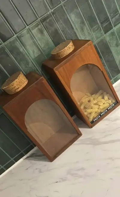 Mcm vintage wood pasta storage, View more