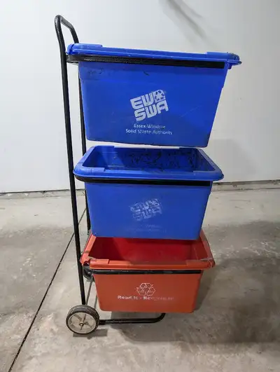 Three Bin Steel Recycle Cart, View more