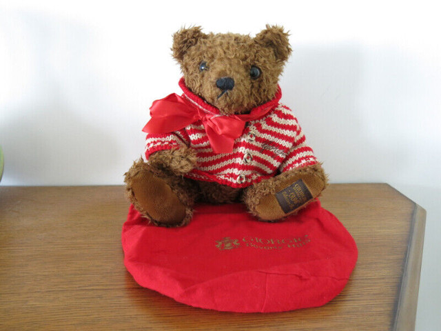 PLUSH BEAR by GIORGIO BEVERLY HILLS with cardigan and cloth bag in Arts & Collectibles in Calgary