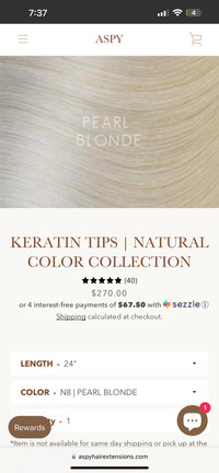 aspy 24 inch pearl blond keratin tips