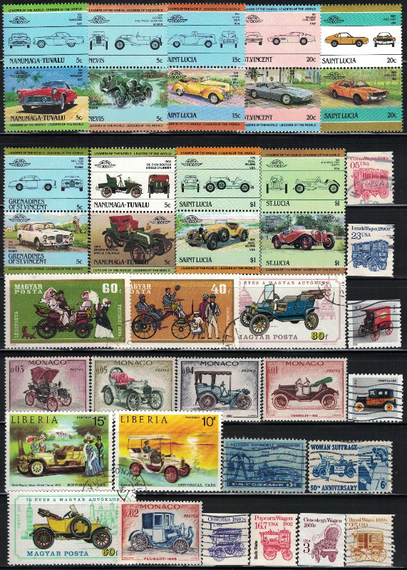 Antique Automobile Stamps, 30 Different dans Art et objets de collection  à Région de Mississauga/Peel