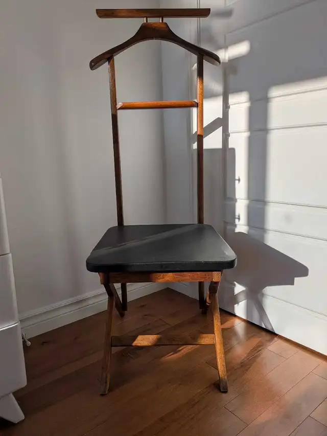 MCM beech folding butler chair w storage by Fratelli Reguiti