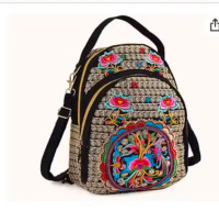 Embroidery Crossbody Bag Women Embroidery Backpack Purse Travel