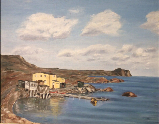 Original Painting Of Shoreline Scene in Newfoundland, dated 1955 in Arts & Collectibles in St. John's - Image 2