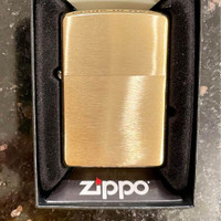 New Genuine Classic Zippo Lighter in Brushed Brass with gift box