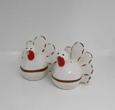 Boxed set of Two Ceramic Turkey Salt and Pepper Shakers, View more