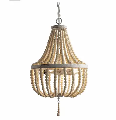3-Light Bohemia Wood Beaded Chandelier Pendant Light, View more