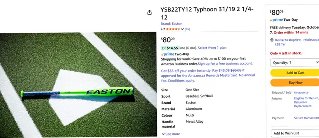 2 EASTON TYPHOON BASEBALL BATS YSB22TY12 27/15 2 1/4-12 in Baseball & Softball in Mississauga / Peel Region - Image 11
