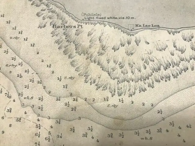 * Large paper map Hawaiian Islands, Oahu Harbours, 1891, Hawaii in Arts & Collectibles in City of Toronto - Image 10