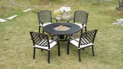 Brand New 5pcs Round Cast Aluminum Dining Set BBQ Table $1699, View more