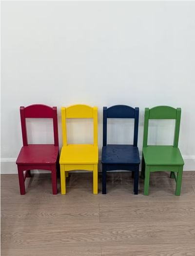 Set of 4 Colourful Wooden Children’s Chairs – Playroom / Daycare, View more