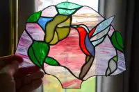 Stained glass - vintage look - hummingbird