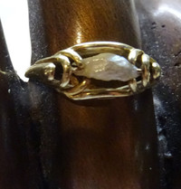 14K gold KESHI PEARL ring Baroque size 6-6.5 HALLMARKED 585