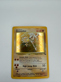 Hitmonlee - 7/62 - Pokemon Fossil Unlimited Holo Rare Card WOTC 