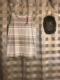 Brand new boys grey/white striped tank top -6