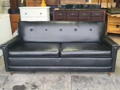 MCM BLACK LEATHER PULL OUT SOFA, View more