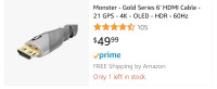 High speed M-Monster HDMI gold plated cable
