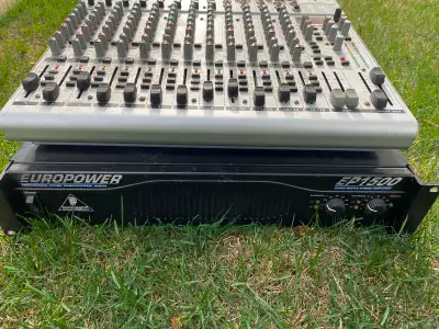 Behringer UB222FX-Pro mixer, 450 Watt Power Amplifier, Peavy PR12 Speakers, with all cables , one Su...