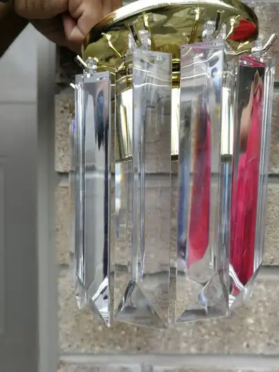 Brass ceiling crystal light fixture, View more