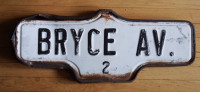 Vintage Genuine Toronto BRYCE AV. 2 Street Sign