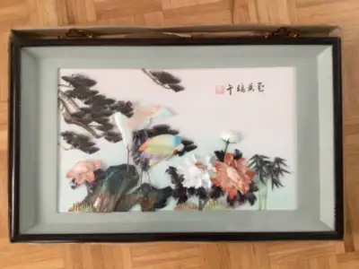 Chinese Vintage Framed Shell Shadow Box Art, View more