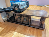 Solid vintage antique wood hand made coffee table $40