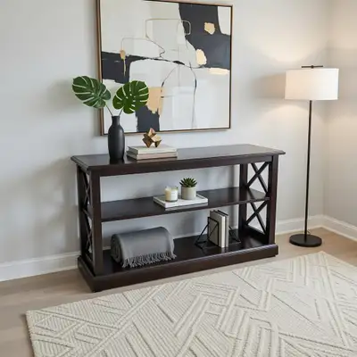 Modern Console Table / Entryway Bookshelf – Great Condition, View more