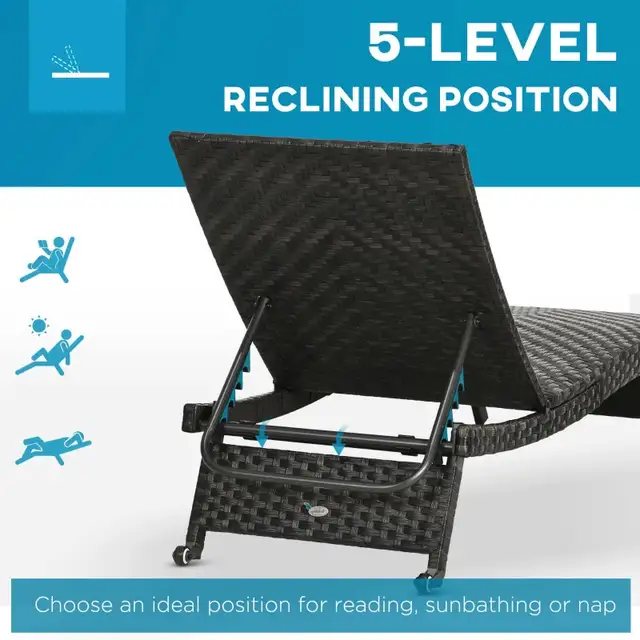 Rattan Outdoor Lounger Chair Recliner with 5-Level Adjustable Ba in Chairs & Recliners in Markham / York Region - Image 5