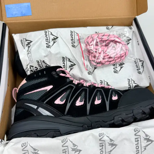 New Women's Waterproof Wide Hiking Boots Outdoor/Black&Pink/US8 in Women's - Shoes in Calgary - Image 4