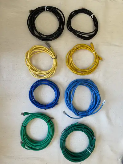Bundle of 8 Ethernet Cables,, all tested, View more