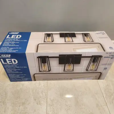 3-Light LED Vanity Fixture - Modern Matte Black Design with Dimm, View more