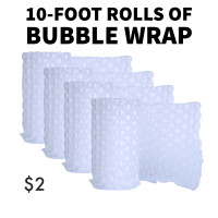 10-foot rolls of bubble wrap 