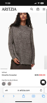 Aritzia 	Wilfred Ginette sweater MARL RC MC BRN/H BIRCH size xxs
