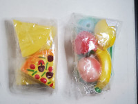 Sensory toys fruit plate with knife & pizza set brand new/jouets