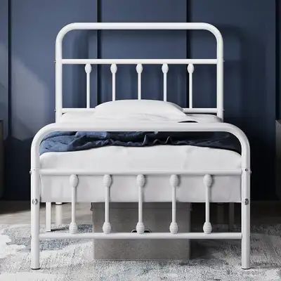 Yaheetech white Classic Metal Platform Bed Frame Foundation, View more