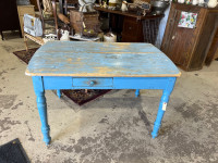 Rustic solid wood blue table 