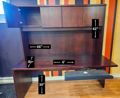 COMPLETE 5-PIECE SOLID WOOD OFFICE SET + 2 CHAIRS, View more