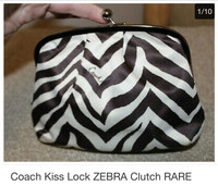 Brand New, Coach Kiss Lock ZEBRA Clutch, RARE. 