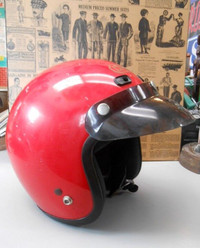 Casque Rouge Vif pour Moto Vintage et Paire de Gants