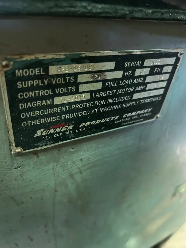 Sunnen Hone mod MBB 1660C, 230 volt 1 phase.63373409576321124