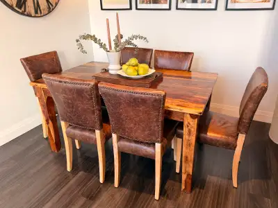 Solid Wood Dining Table (Mango Wood) – Seats 6 – Rustic Modern, View more