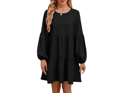 Women’s Black Long Sleeve Mini Babydoll Dress, View more