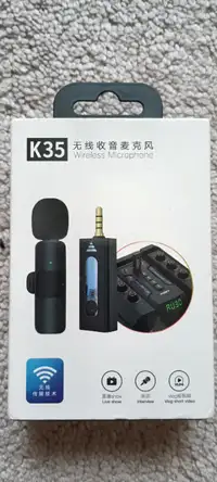 K35 Dual Wireless Microphone for Phone, Camera, Laptop - NEW