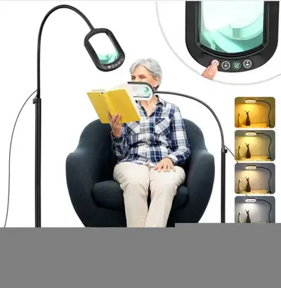 10X Rectangular Magnifying Glass with Light and Stand, 24" Flexi, View more