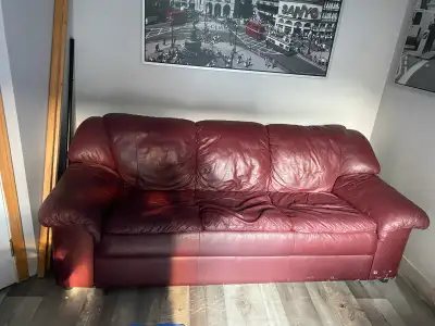 Burgundy Leather Sofa, View more