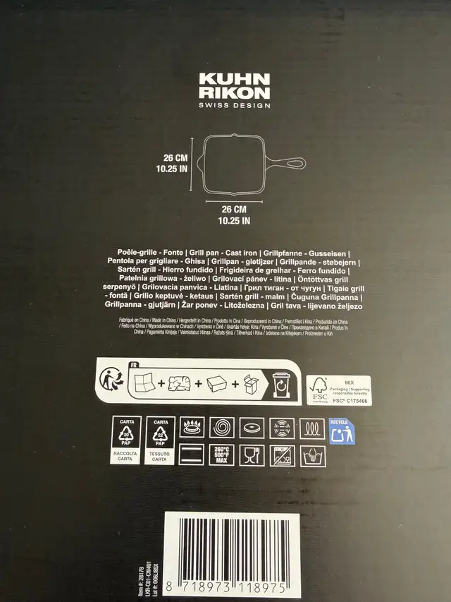 New KUHN RIKON 10.25 Inch Cast Iron Grilling Pan in Kitchen & Dining Wares in Markham / York Region - Image 5