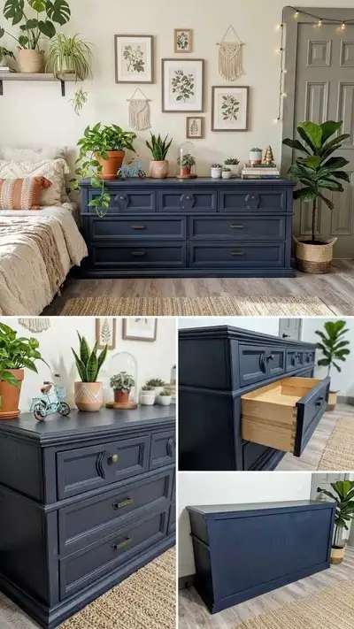 Solid Wood Dresser - Charcoal Blue, View more