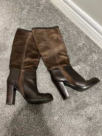 Knee high brown leather boots size 5.5