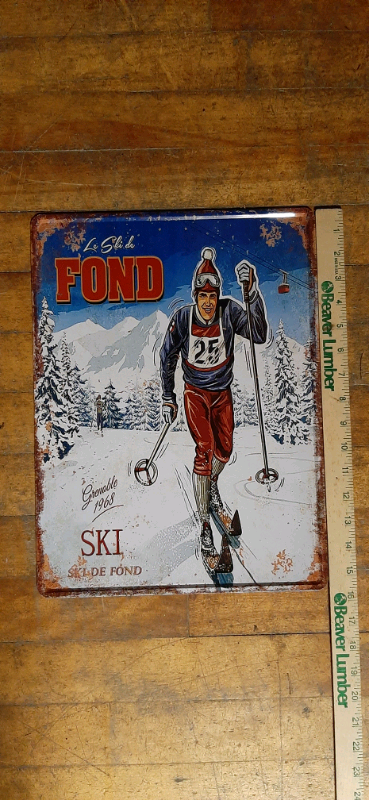 Enseigne métal ski reproduction skiing metal sign, View more