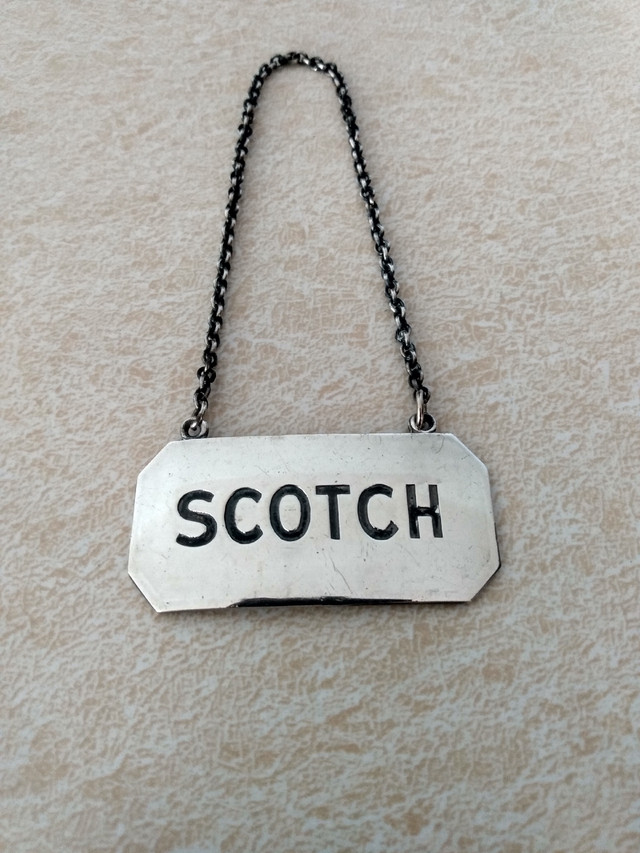 Vintage Birks Silver Plate Scotch Decanter Name Tag in Arts & Collectibles in London